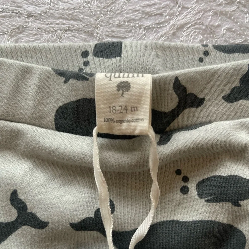 Kate Quinn Teal Gray Whale Pattern Bloomers (Diaper Cover) Sz 18-24M
